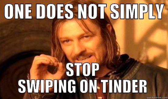 Tinder addiction -  ONE DOES NOT SIMPLY  STOP SWIPING ON TINDER Boromir