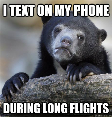 i text on my phone during long flights  Confession Bear