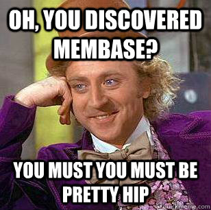 Oh, you discovered membase? You must you must be pretty hip  Condescending Wonka