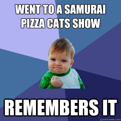 went to a samurai pizza cats show remembers it  Success Kid