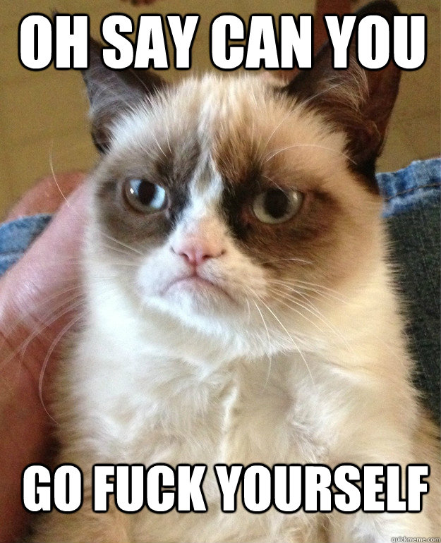 Oh say can you  go fuck yourself  Grumpy Cat