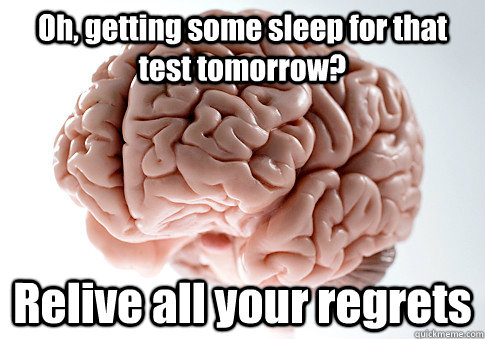 Oh, getting some sleep for that test tomorrow? Relive all your regrets   Scumbag Brain