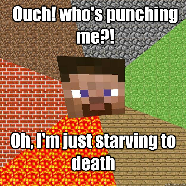 Ouch! who's punching me?! Oh, I'm just starving to death  Minecraft