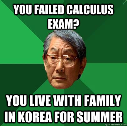 YOU FAILED CALCULUS EXAM? YOU LIVE WITH FAMILY IN KOREA FOR SUMMER  High Expectations Asian Father