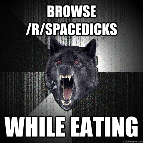 browse /r/spacedicks while eating  Insanity Wolf