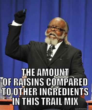  THE AMOUNT OF RAISINS COMPARED TO OTHER INGREDIENTS IN THIS TRAIL MIX The Rent Is Too Damn High