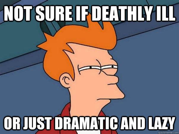 Not Sure If Deathly Ill Or just dramatic and lazy  Futurama Fry