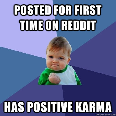 posted for first time on reddit has positive karma  Success Kid