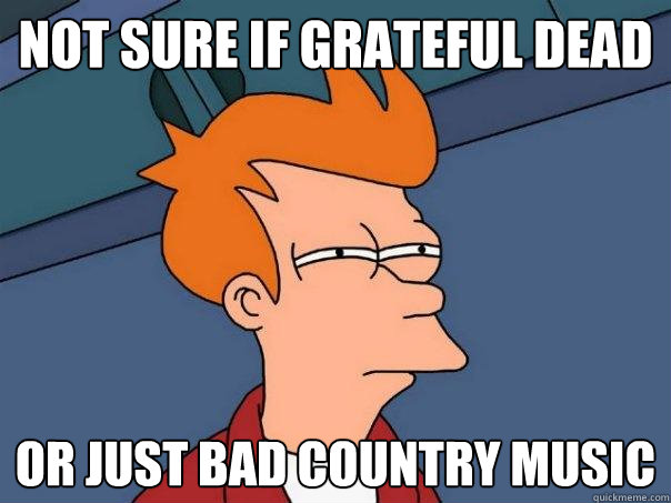 Not sure if Grateful Dead or just bad country music  Futurama Fry