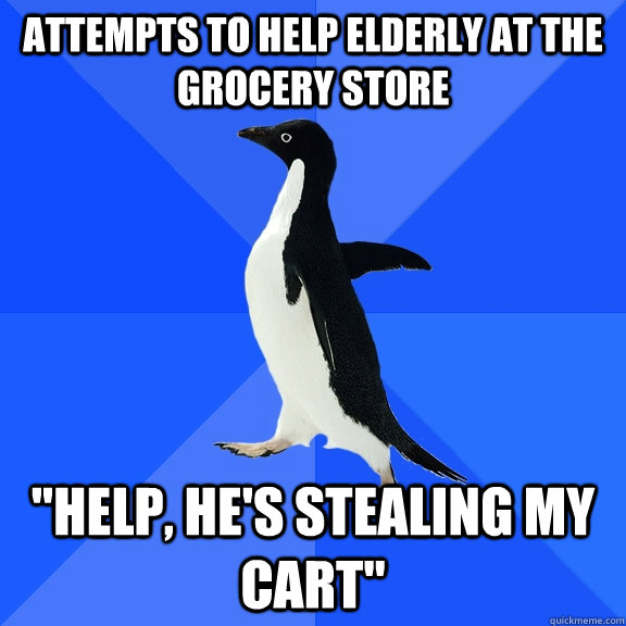 Attempts to help elderly at the grocery store 