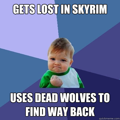 Gets lost in skyrim uses dead wolves to find way back  Success Kid