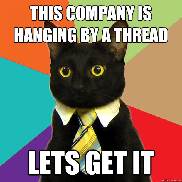 This company is hanging by a thread lets get it  Business Cat