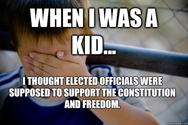 WHEN I WAS A KID... I thought elected officials were supposed to support the constitution and freedom.  Confession kid