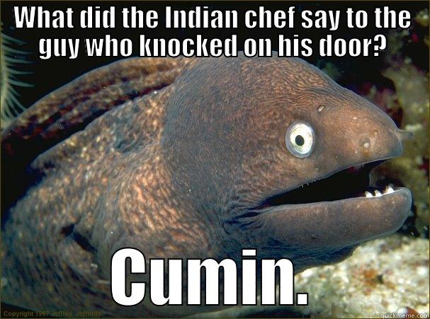 Indian Chef - WHAT DID THE INDIAN CHEF SAY TO THE GUY WHO KNOCKED ON HIS DOOR? CUMIN. Bad Joke Eel