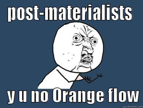 POST-MATERIALISTS    Y U NO ORANGE FLOW Y U No