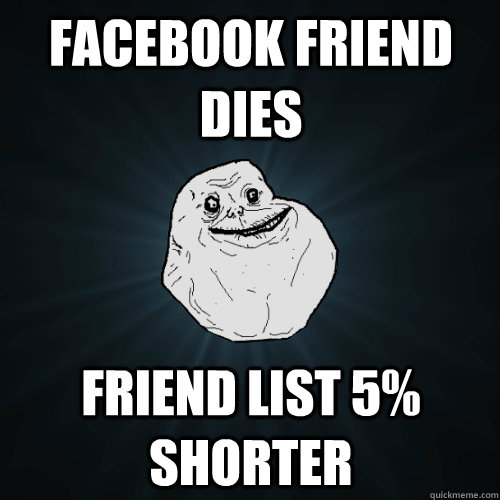 facebook friend dies friend list 5% shorter  Forever Alone