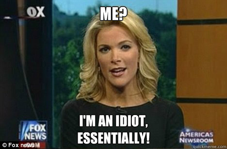 Me? I'm an idiot,
Essentially!  Megyn Kelly