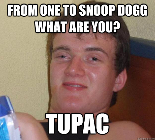 From one to snoop dogg what are you? tupac  10 Guy