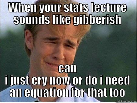 WHEN YOUR STATS LECTURE SOUNDS LIKE GIBBERISH CAN I JUST CRY NOW OR DO I NEED AN EQUATION FOR THAT TOO 1990s Problems