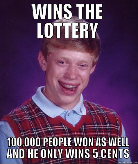 Brian and his lottery exprience! - WINS THE LOTTERY 100,000 PEOPLE WON AS WELL AND HE ONLY WINS 5 CENTS Bad Luck Brian