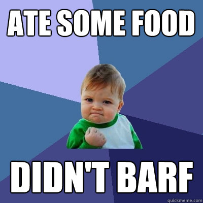 ate some food didn't barf  Success Kid