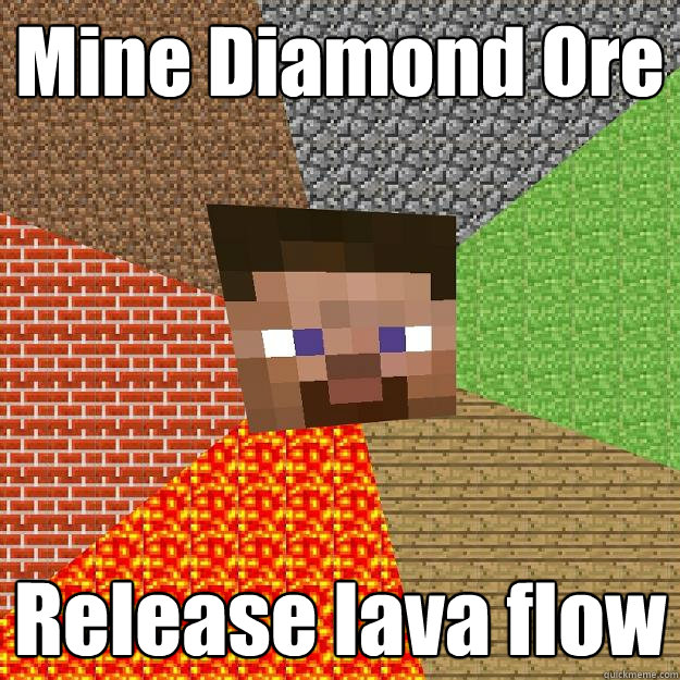 Mine Diamond Ore Release lava flow - Mine Diamond Ore Release lava flow  Minecraft