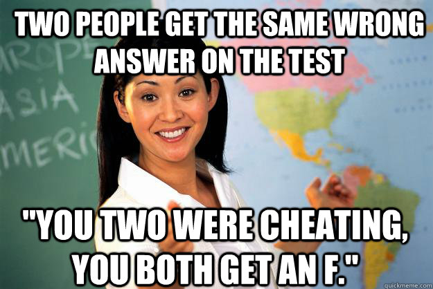 two people get the same wrong answer on the test 