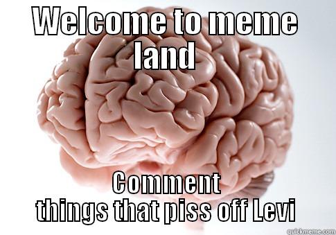 Welcome now abuse Levi - WELCOME TO MEME LAND COMMENT THINGS THAT PISS OFF LEVI Scumbag Brain