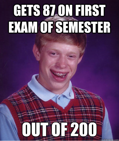 gets 87 on first exam of semester out of 200  Bad Luck Brian