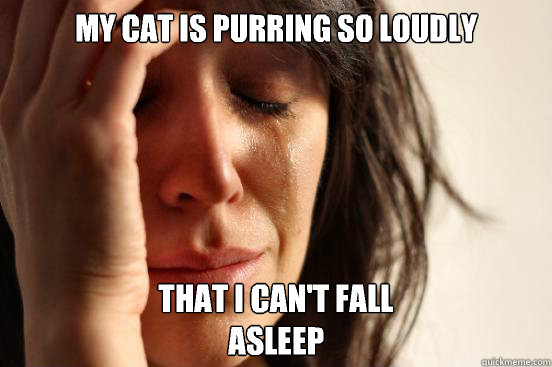 My cat is purring so loudly That I can't fall 
asleep  First World Problems