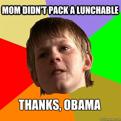 Mom didn't pack a lunchable  thanks, obama  Angry School Boy