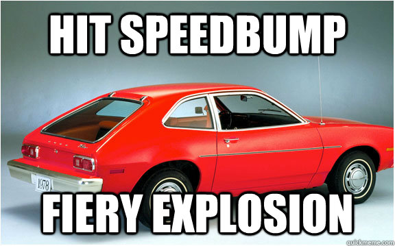 hit speedbump fiery explosion  