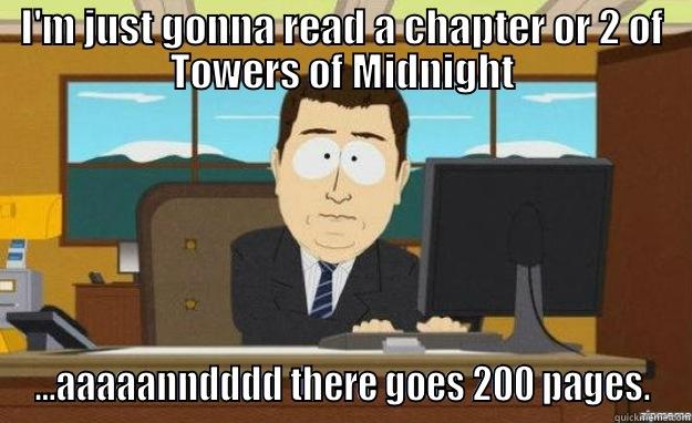 I'M JUST GONNA READ A CHAPTER OR 2 OF TOWERS OF MIDNIGHT ...AAAAANNDDDD THERE GOES 200 PAGES. aaaand its gone