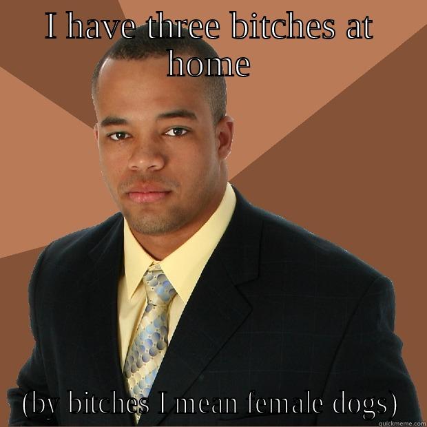 Black man - I HAVE THREE BITCHES AT HOME (BY BITCHES I MEAN FEMALE DOGS) Successful Black Man