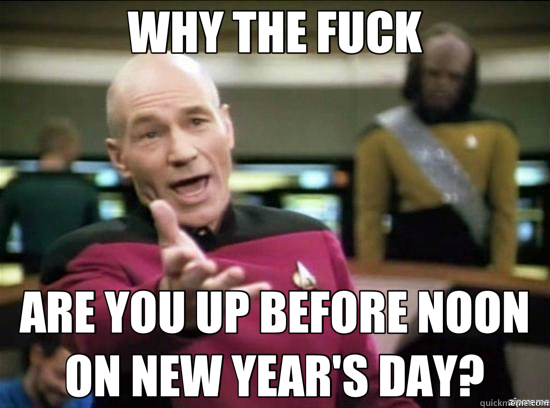 WHY THE FUCK ARE YOU UP BEFORE NOON ON NEW YEAR'S DAY?  Annoyed Picard HD