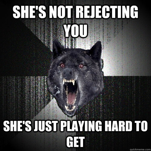 she's not rejecting you she's just playing hard to get  Insanity Wolf