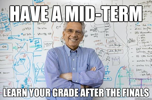 have a mid-term learn your grade after the finals  Engineering Professor