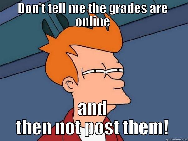 DON'T TELL ME THE GRADES ARE ONLINE AND THEN NOT POST THEM! Futurama Fry