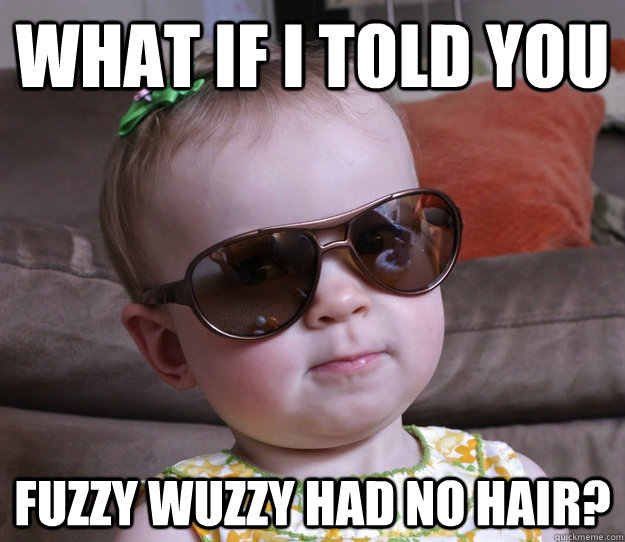 what if I told you fuzzy wuzzy had no hair?  