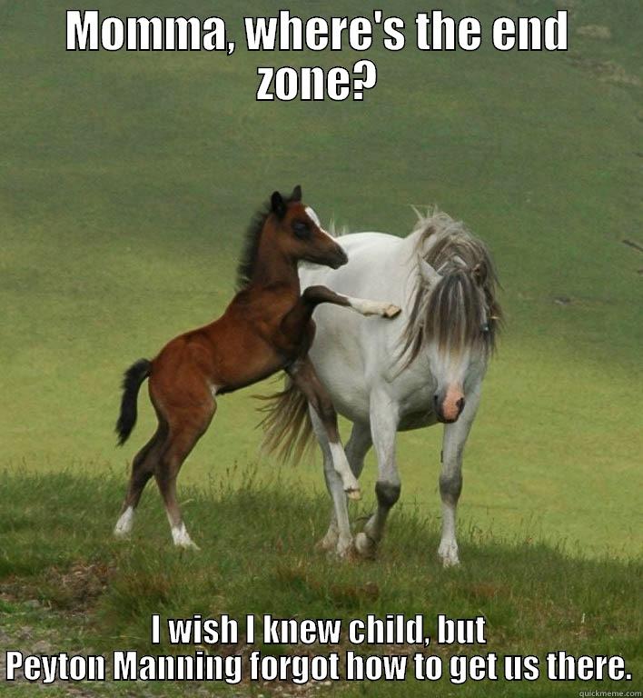 Payton Manning's Ponies - MOMMA, WHERE'S THE END ZONE? I WISH I KNEW CHILD, BUT PEYTON MANNING FORGOT HOW TO GET US THERE. Misc
