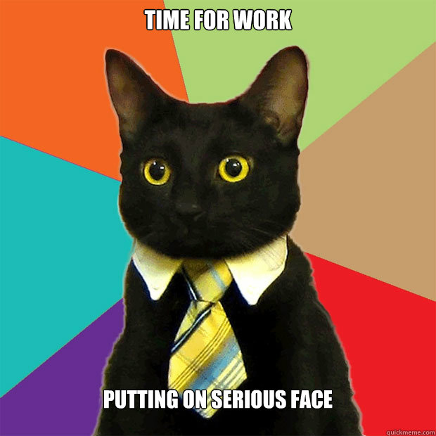 time for work putting on serious face  Business Cat