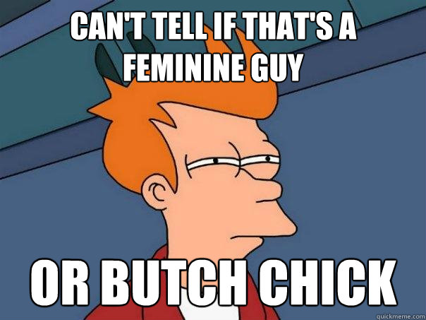 Can't tell if that's a feminine guy or butch chick  Futurama Fry