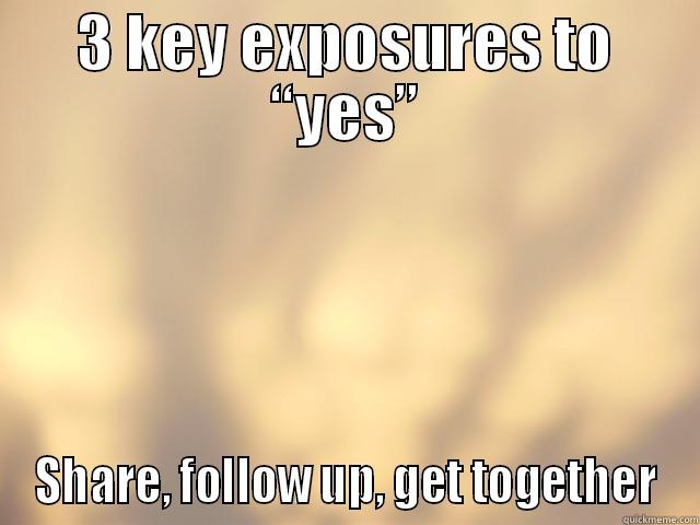 Key exposures to yes by John Haremza - 3 KEY EXPOSURES TO “YES” SHARE, FOLLOW UP, GET TOGETHER Misc