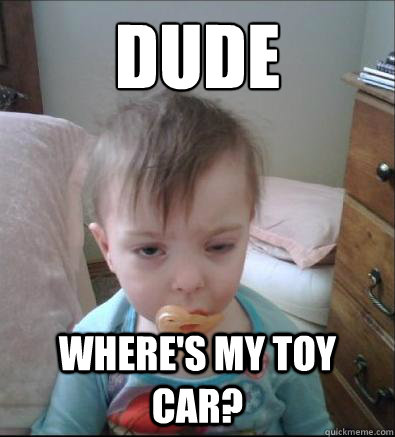 Dude Where's my toy car?  Party Toddler