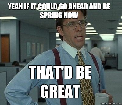 Yeah if it could go ahead and be spring now That'd be great  Bill Lumbergh