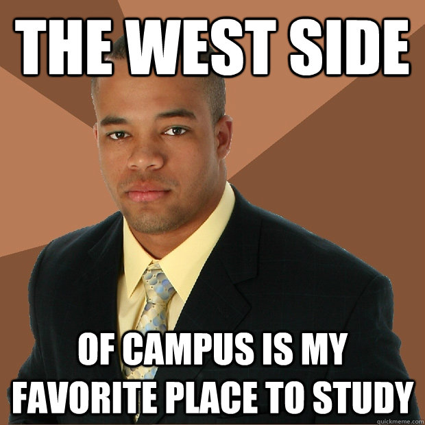 The West side  of campus is my favorite place to study  Successful Black Man