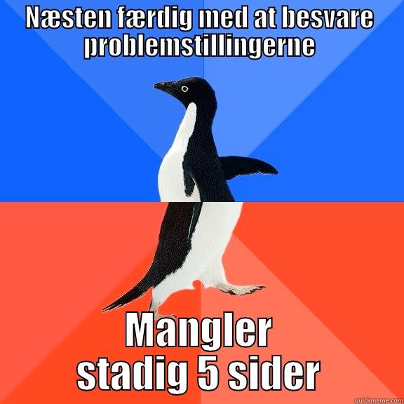 NÆSTEN FÆRDIG MED AT BESVARE PROBLEMSTILLINGERNE MANGLER STADIG 5 SIDER Socially Awkward Awesome Penguin