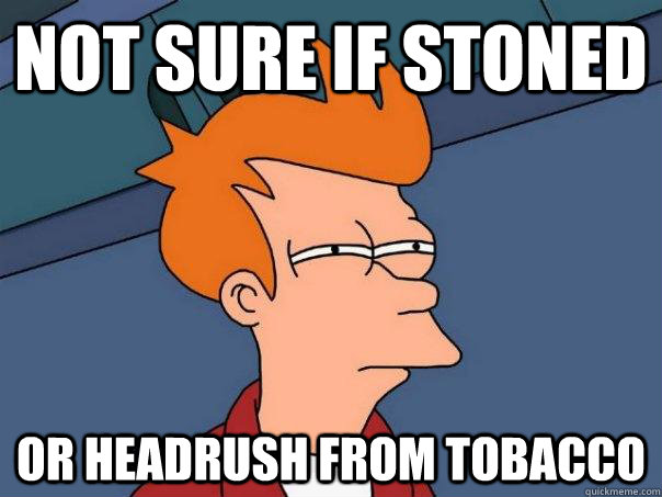 Not sure if stoned or headrush from tobacco  Futurama Fry