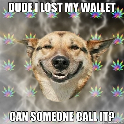 DUDE I LOST MY WALLET CAN SOMEONE CALL IT?  Stoner Dog