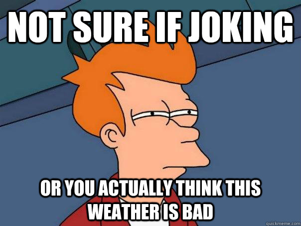 Not sure if joking Or you actually think this weather is bad  Futurama Fry